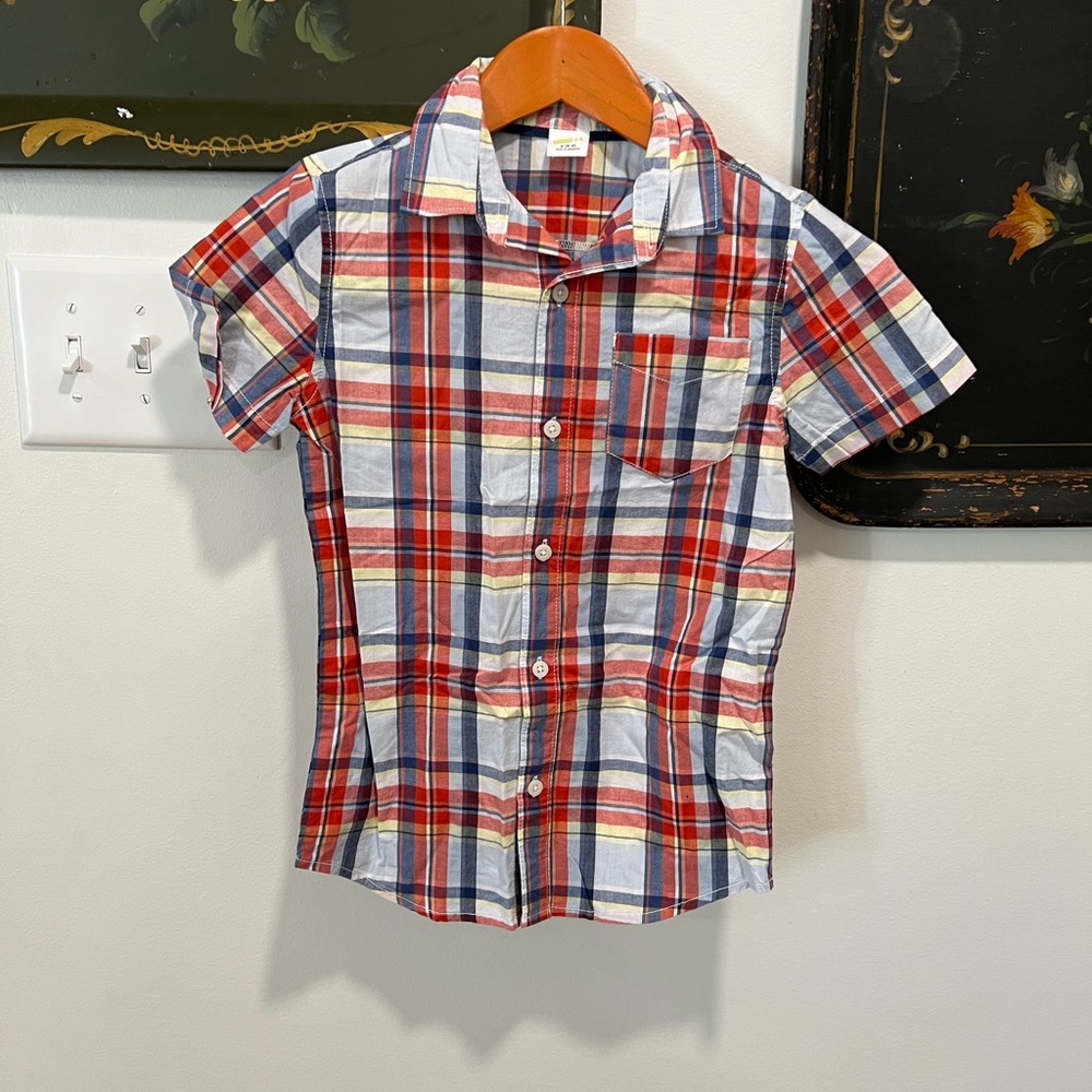 Boys Button Up Short Sleeve Collared Shirt